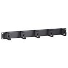1U 5 voudige metalen rangeerpaneel - kabelhouder 19 inch, metaal, zwart