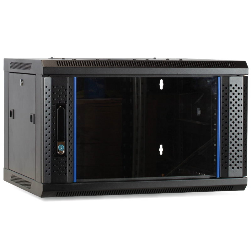 4U wandkast met glazen deur 600x450x280mm (BxDxH)
