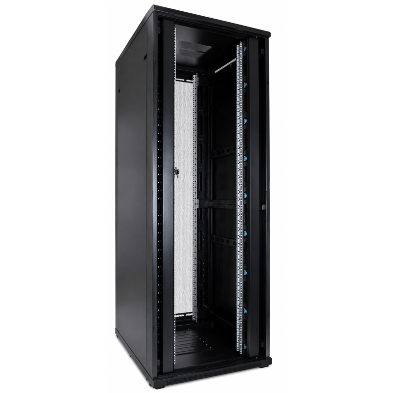 47U patchkast met dubbele geperforeerde voor- en achterdeur 800x800x2200mm (BxDxH)