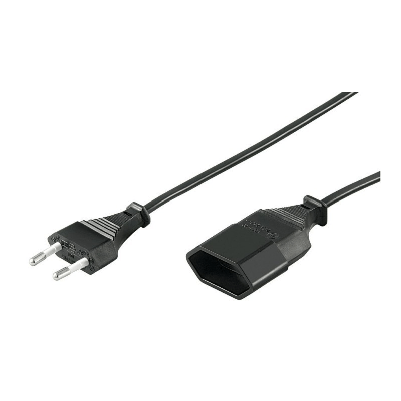 Stroom verlengkabel euro plug 3m zwart