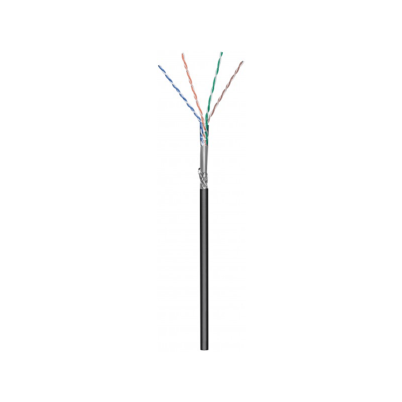 CAT6 SF/UTP 50m buitenkabel op rol soepel zwart CCA