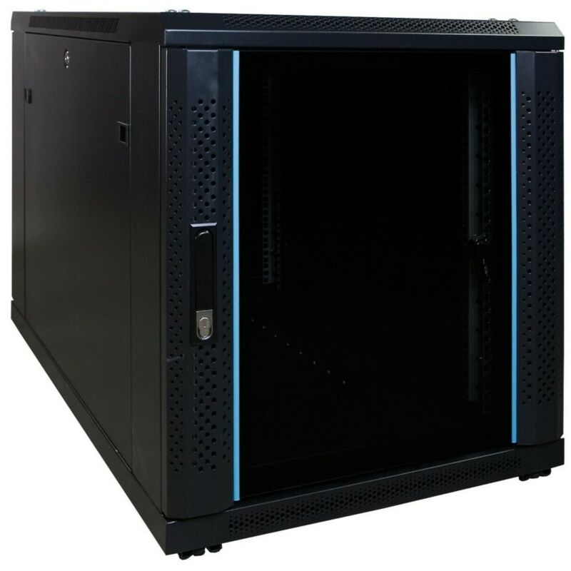 12U mini patchkast met glazen deur 600x1000x720mm (BxDxH)