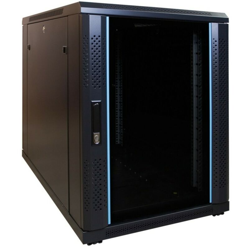 15U mini patchkast met glazen deur 600x1000x860mm (BxDxH)
