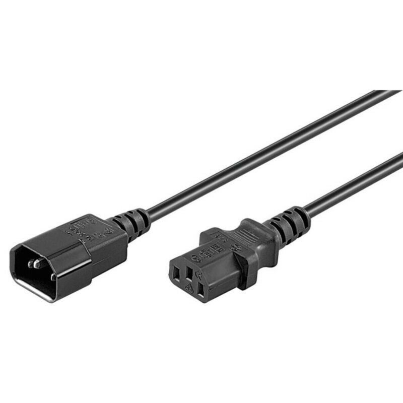 Netsnoer, Recht C14 male naar recht C14 female, Ratio, 2m, Zwart