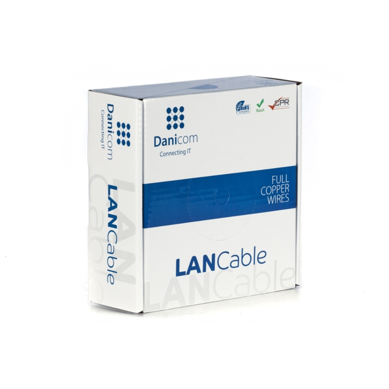 DANICOM CAT6A U/UTP 50m kabel op rol soepel -  PVC (Fca)