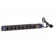1U PDU Stekkerdoos 8 voudig met schakelaar 19 inch, 2m kabel, Zwart