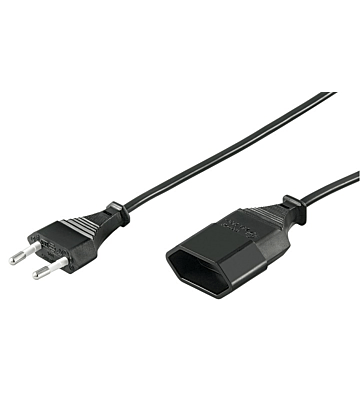 Stroom verlengkabel euro plug 3m zwart