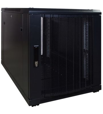 12U patchkast - 19'' met geperforeerde deuren, geschikt voor onder bureaus, (BxDxH) 600x1000x634mm