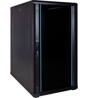 22U patchkast met glazen deur 600x1000x1200mm (BxDxH)