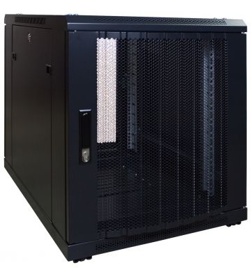 12U patchkast - 19'' met geperforeerde deuren, voor onder de bureaus (BxDxH) 600x800x634mm