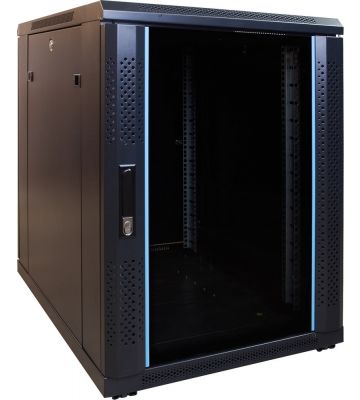 15U Patchkast - 19'' met glazen deur, geschikt voor onder de bureaus, (BxDxH) 600x800x769mm