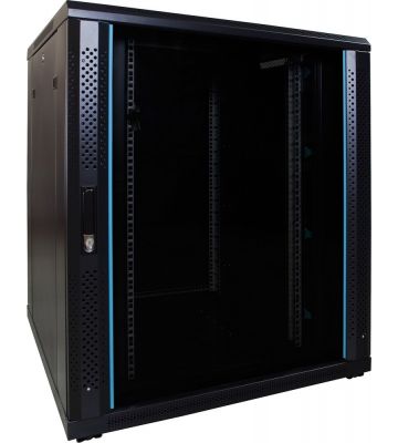 18U patchkast met glazen deur 800x800x1000mm (BxDxH)