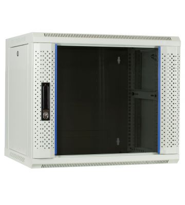 9U Patchkast - Wandkast 19" beige met glazen deur, (BxDxH) 600x450x500mm