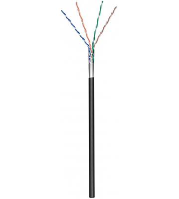 CAT5e FTP 100m buitenkabel op rol stug zwart CCA