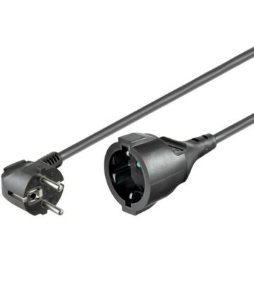 Schuko verlengsnoer 2m zwart
