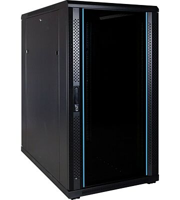 22U patchkast met glazen deur 600x1000x1200mm (BxDxH)