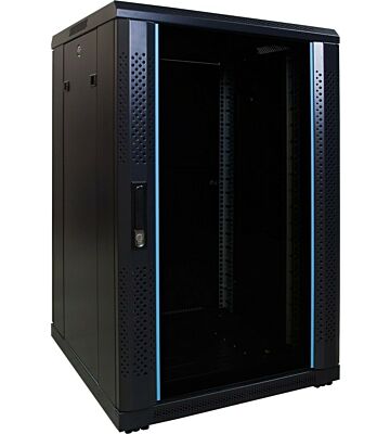 18U patchkast met glazen deur 600x600x1000mm (BxDxH)