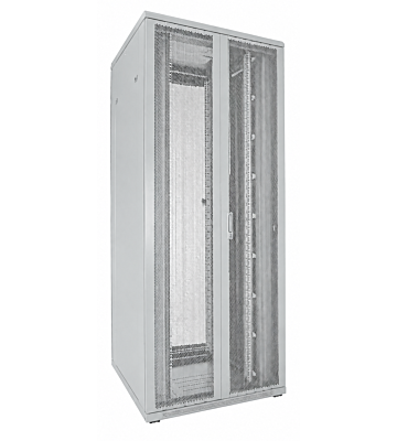 42U witte patchkast met dubbele geperforeerde voor- en achterdeuren 800x800x2000mm (BxDxH)