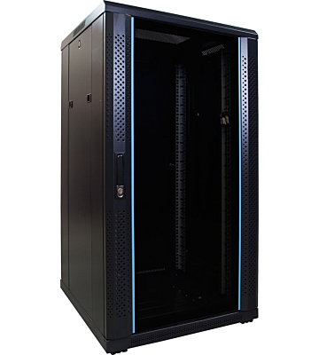 22U patchkast met glazen deur 600x600x1200mm (BxDxH)