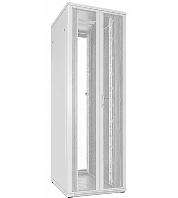 47U witte patchkast met dubbele geperforeerde voor- en achterdeuren 800x1000x2200mm (BxDxH)