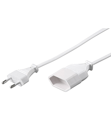 Stroom verlengkabel euro plug 5m wit