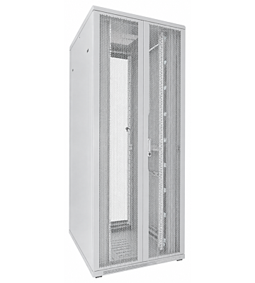 42U witte patchkast met dubbele geperforeerde voor- en achterdeuren 800x1000x2000mm (BxDxH)