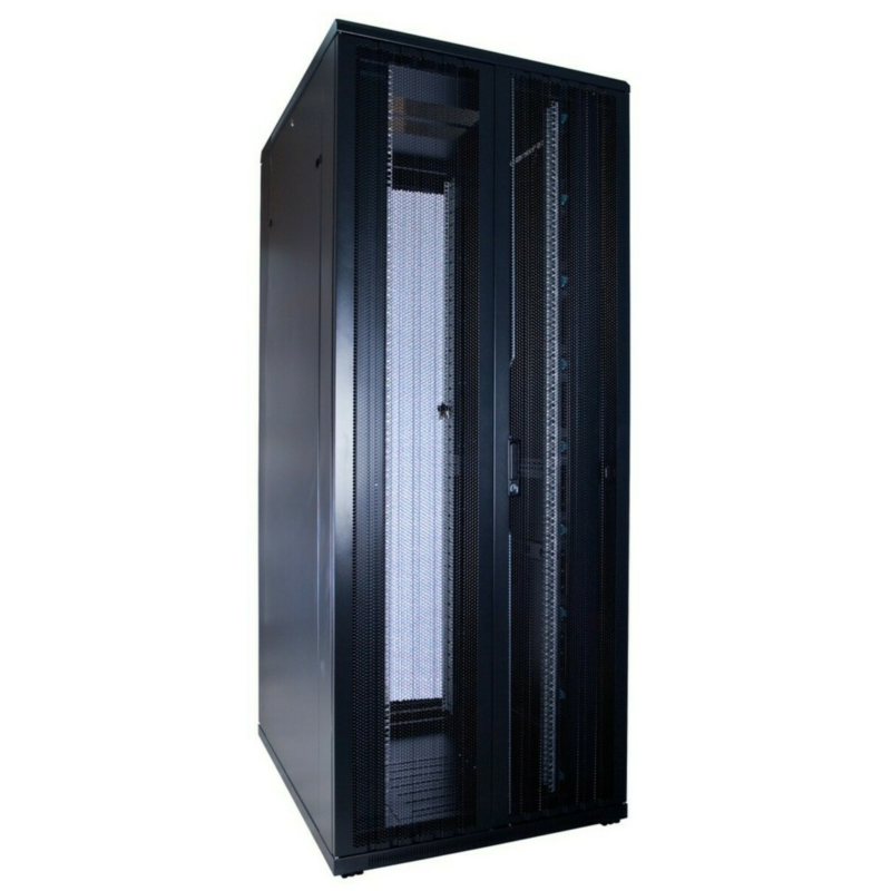 42U patchkast met dubbele geperforeerde voor- en achterdeuren 800x1000x2000mm (BxDxH)