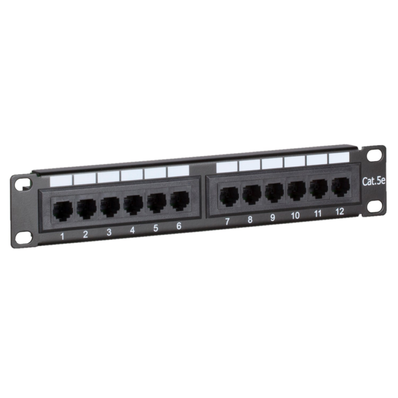 1U Patchpaneel 10 inch 12 poorts Cat5E Zwart UTP