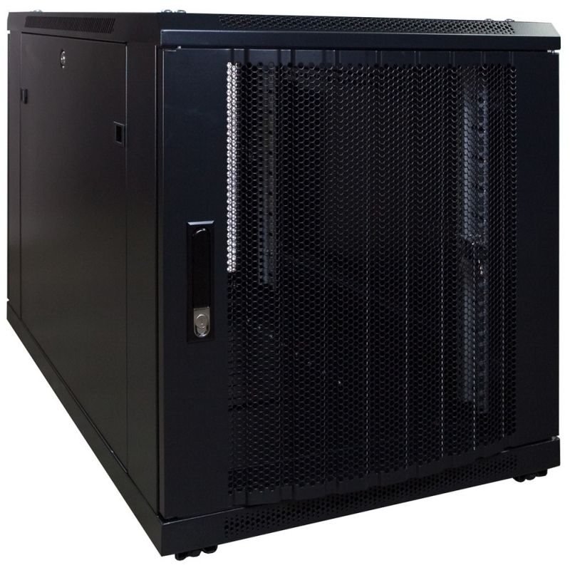 12U patchkast - 19'' met geperforeerde deuren, geschikt voor onder bureaus, (BxDxH) 600x1000x634mm