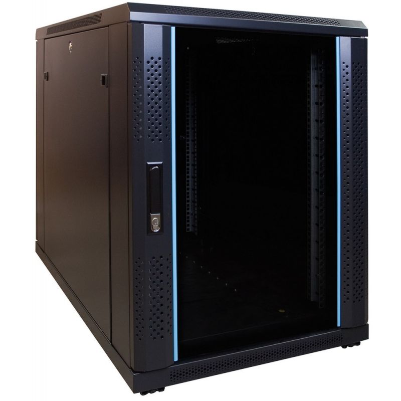 15U mini patchkast met glazen deur 600x1000x860mm (BxDxH)
