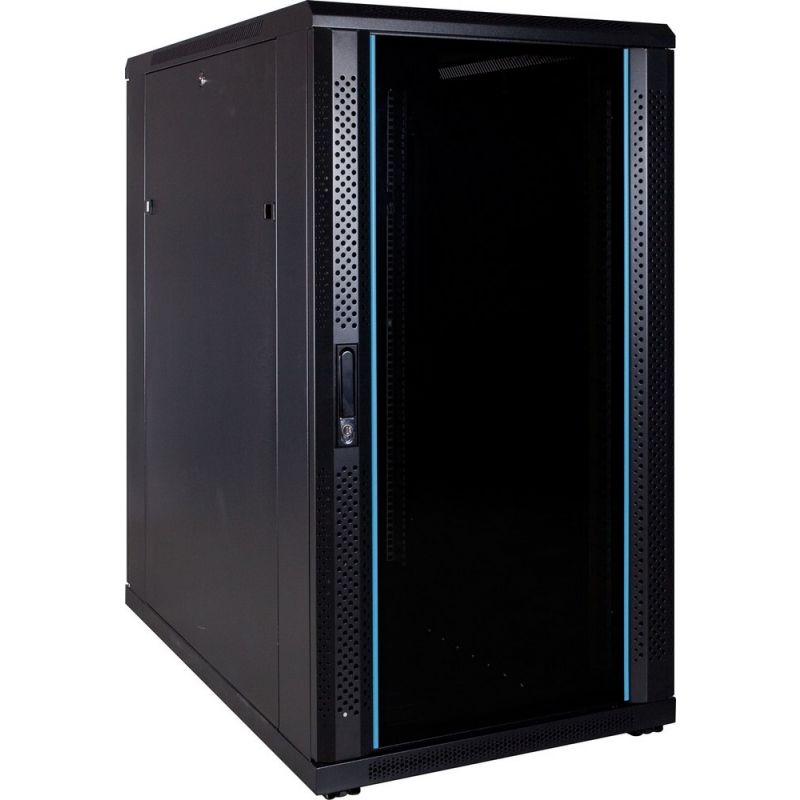 22U patchkast met glazen deur 600x1000x1200mm (BxDxH)