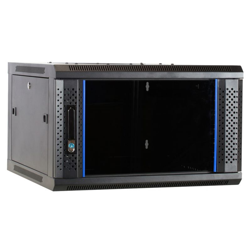 6U wandkast ongemonteerd met glazen deur 600x600x368mm (BxDxH)