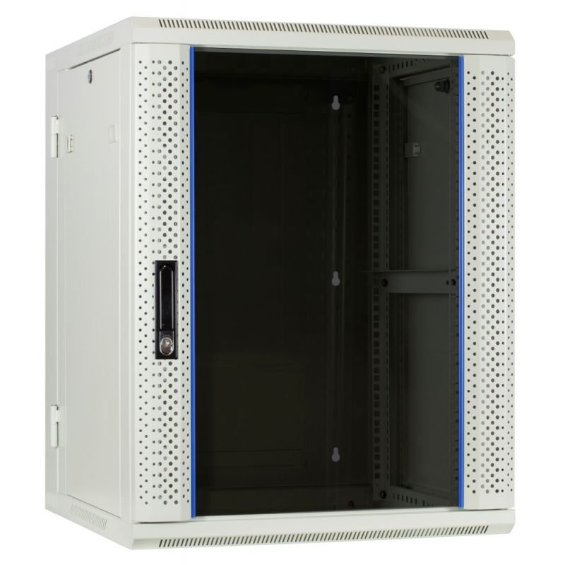15U Patchkast - Wandkast 19'' met glazen voordeur, (BxDxH) 600x600x820mm