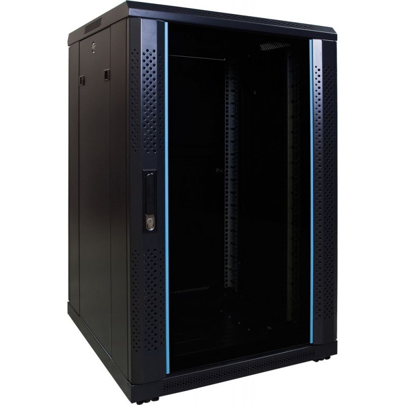 18U patchkast met glazen deur 600x600x1000mm (BxDxH)