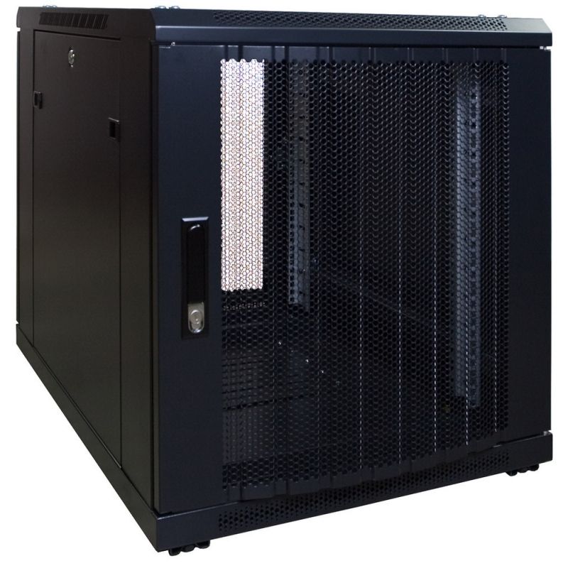 12U patchkast - 19'' met geperforeerde deuren, voor onder de bureaus (BxDxH) 600x800x634mm