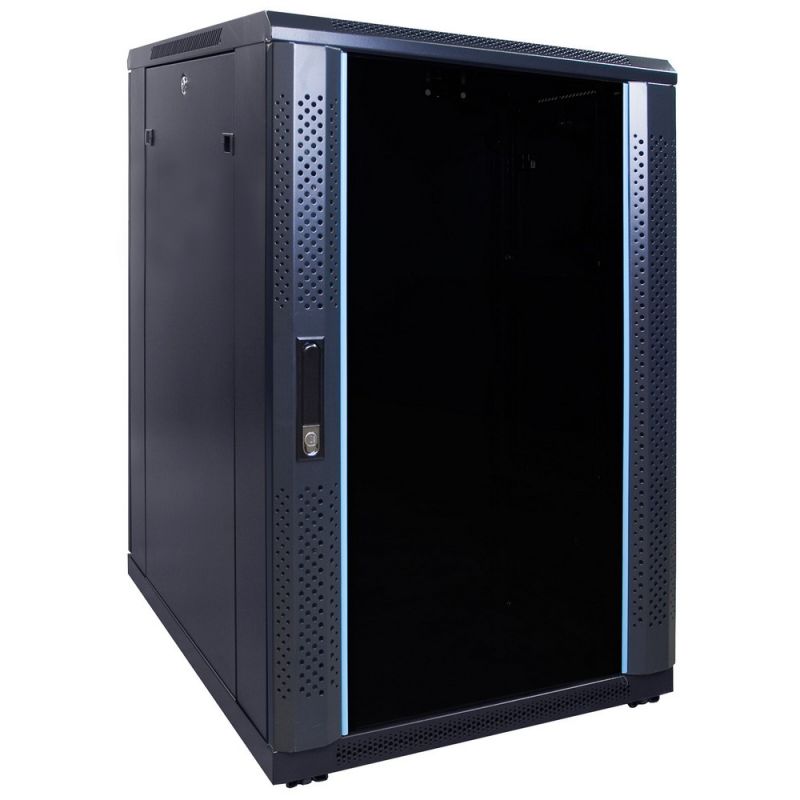 18U patchkast met glazen deur 600x800x1000mm (BxDxH)