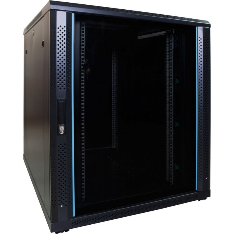18U patchkast met glazen deur 800x1000x1000mm (BxDxH)