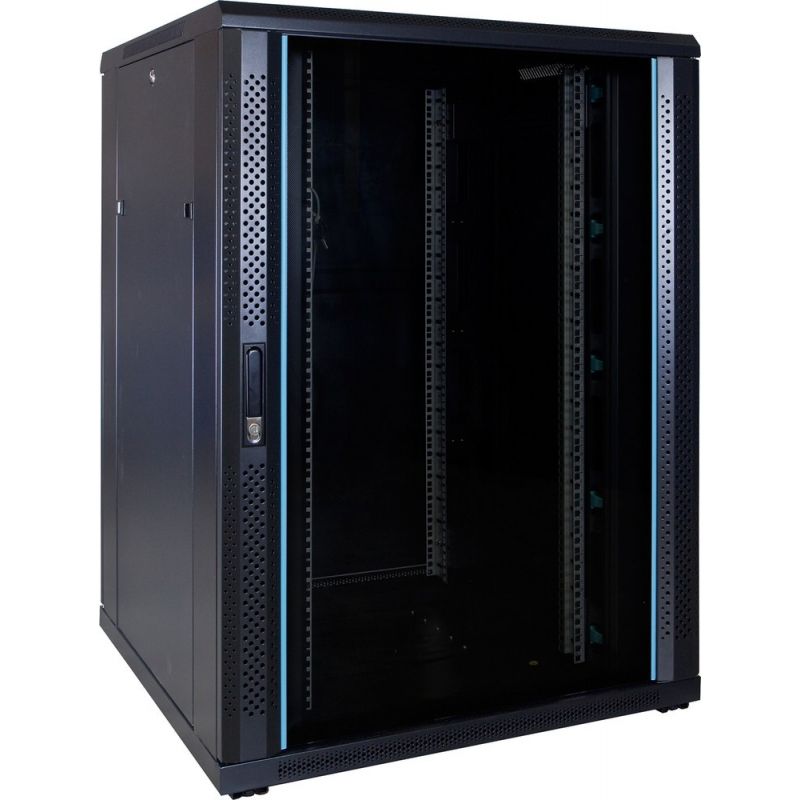 22U patchkast met glazen deur 800x800x1200mm (BxDxH)