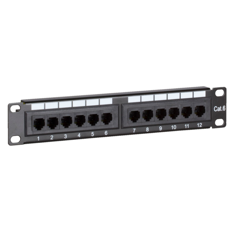 1U Patchpaneel 10 inch 12 poorts Cat6 Zwart UTP