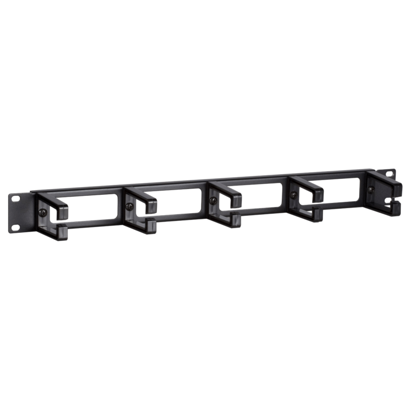 1U 5 voudige rangeerpaneel - kabelhouder 19 inch, plastic, zwart