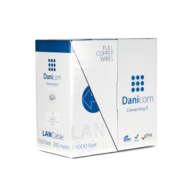 DANICOM CAT5E FTP 305m kabel op rol stug - LSZH (Dca)