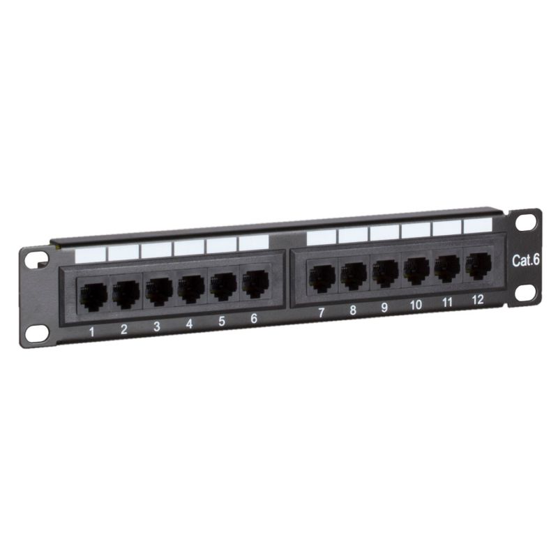 1U Patchpaneel 10 inch 12 poorts Cat6 Zwart UTP
