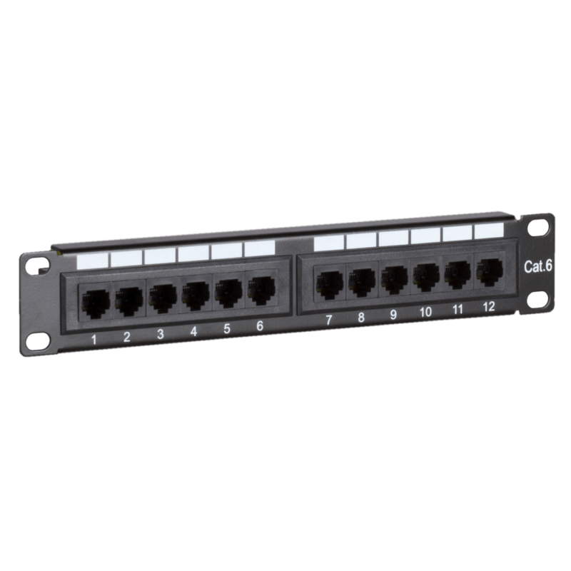 1U Patchpaneel 10 inch 12 poorts Cat6 Zwart UTP