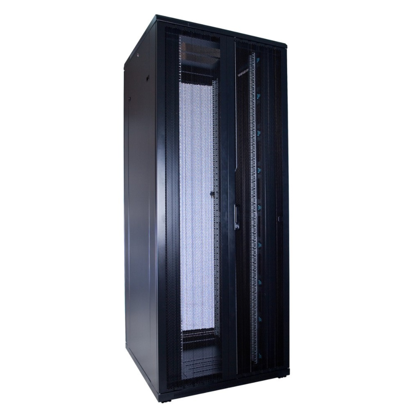 42U patchkast met dubbele geperforeerde voor- en achterdeuren 800x800x2000mm (BxDxH)