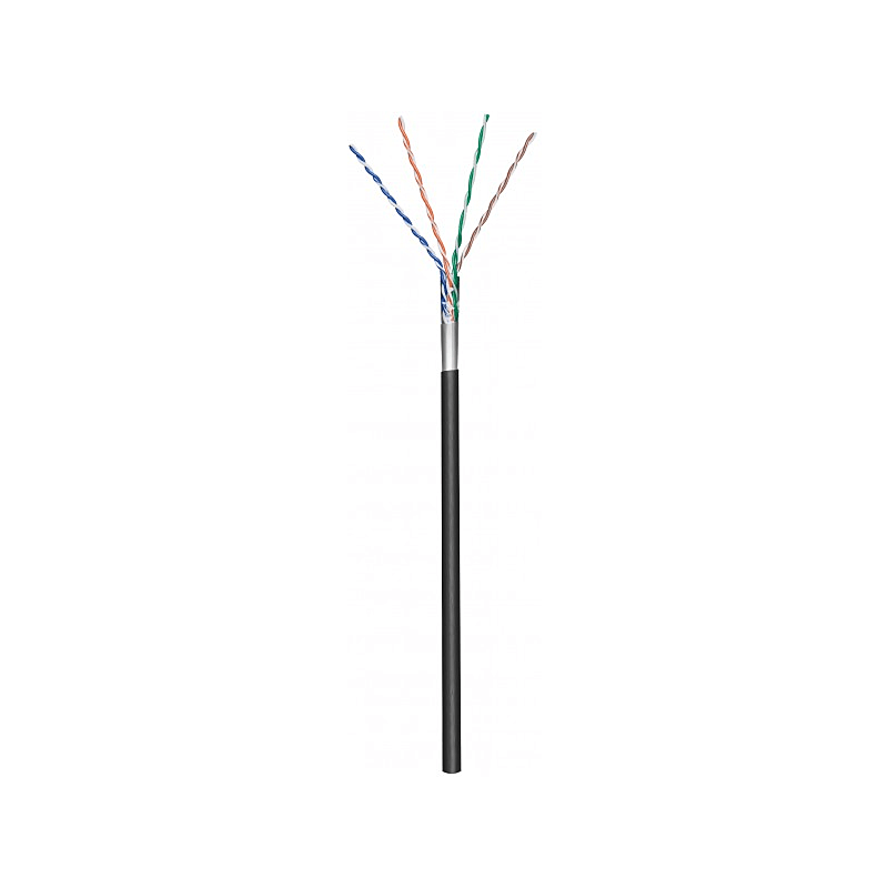 CAT5e FTP 100m buitenkabel op rol stug zwart CCA